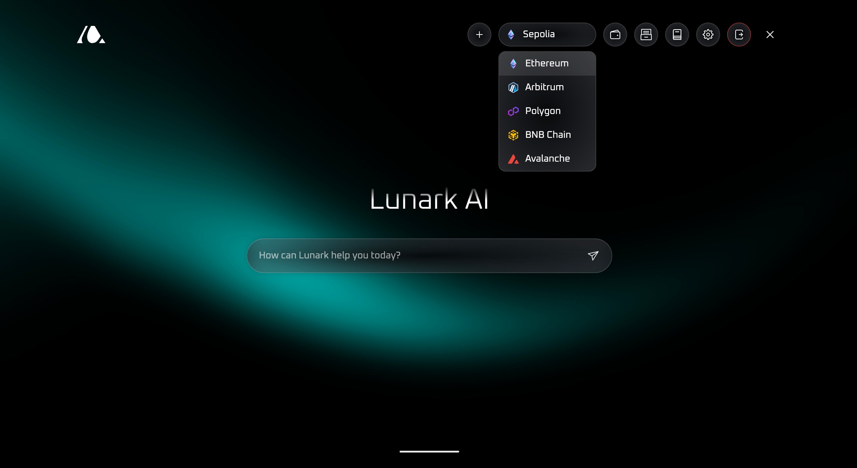 Network selector with 8 supported chains