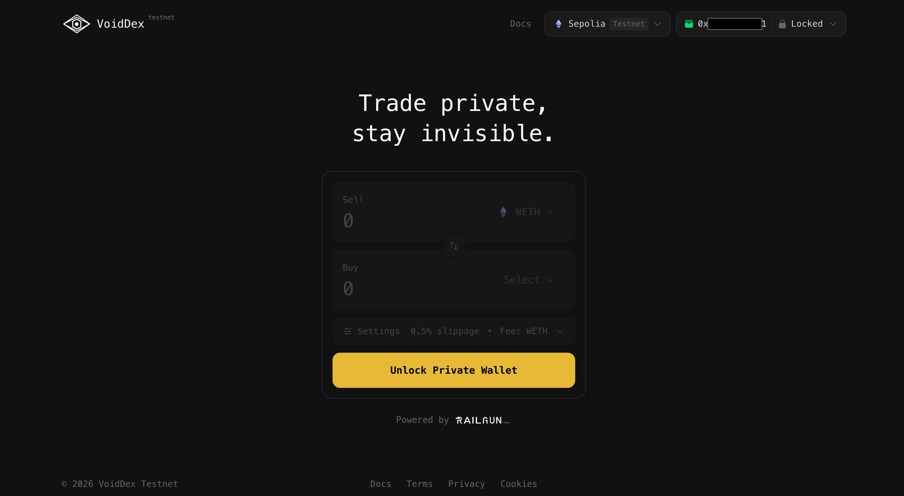 VoidDEX homepage